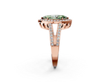 Rose gold Fancy Green Marquise  Halo Split Shank Diamond Ring with Four-Prong Setting_34