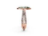 Rose gold Fancy Green Marquise  Halo Split Shank Diamond Ring with Pavé Setting_27