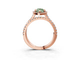 Rose gold Fancy Green Marquise  Halo Split Shank Diamond Ring with Pavé Setting_28