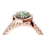 Rose gold Fancy Green Marquise  Halo Split Shank Diamond Ring with Pavé Setting_29