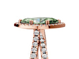 Rose gold Fancy Green Marquise  Halo Split Shank Diamond Ring with Pavé Setting_30