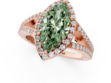 Rose gold Fancy Green Marquise  Halo Split Shank Diamond Ring with Prong Setting_38