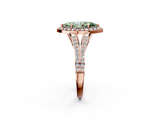 Rose gold Fancy Green Marquise  Halo Split Shank Diamond Ring with Prong Setting_39