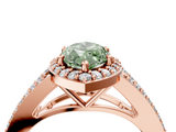 Rose gold Fancy Green Marquise  Halo Split Shank Diamond Ring with Prong Setting_41