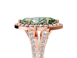 Rose gold Fancy Green Marquise  Halo Split Shank Diamond Ring with Prong Setting_42