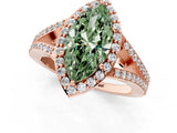 Rose gold Fancy Green Marquise  Halo Split Shank Pave Diamond Ring with Four-Prong Setting_68