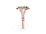 Rose gold Fancy Green Marquise  Halo Split Shank Pave Diamond Ring with Four-Prong Setting_69