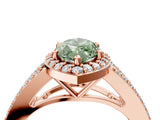 Rose gold Fancy Green Marquise  Halo Split Shank Pave Diamond Ring with Four-Prong Setting_71