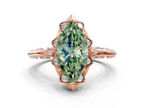 Rose gold Fancy Green Marquise  Halo Split Shank Pave Diamond Ring with Petal Prong Setting_24