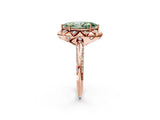 Rose gold Fancy Green Marquise  Halo Split Shank Pave Diamond Ring with Petal Prong Setting_26