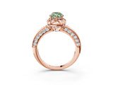 Rose gold Fancy Green Marquise  Halo Split Shank Pave Diamond Ring with Petal Prong Setting_27