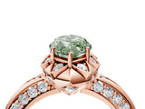 Rose gold Fancy Green Marquise  Halo Split Shank Pave Diamond Ring with Petal Prong Setting_28