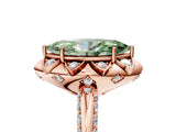 Rose gold Fancy Green Marquise  Halo Split Shank Pave Diamond Ring with Petal Prong Setting_29