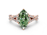 Rose gold Fancy Green Marquise  Halo Twist Band Solitaire Prong Setting Ring_62