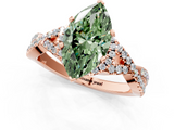 Rose gold Fancy Green Marquise  Halo Twist Band Solitaire Prong Setting Ring_63
