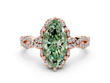 Rose gold Fancy Green Marquise  Halo Twist Band Solitaire Ring with Six-Prong Setting_37