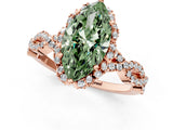 Rose gold Fancy Green Marquise  Halo Twist Band Solitaire Ring with Six-Prong Setting_38