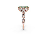 Rose gold Fancy Green Marquise  Halo Twist Band Solitaire Ring with Six-Prong Setting_39