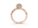 Rose gold Fancy Green Marquise  Halo Twist Band Solitaire Ring with Six-Prong Setting_40