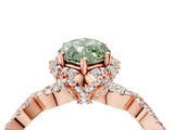 Rose gold Fancy Green Marquise  Halo Twist Band Solitaire Ring with Six-Prong Setting_41