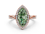 Rose gold Fancy Green Marquise  Halo Twist Band Solitaire Ring_20