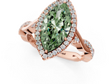 Rose gold Fancy Green Marquise  Halo Twist Band Solitaire Ring_21