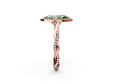 Rose gold Fancy Green Marquise  Halo Twist Band Solitaire Ring_22