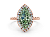 Rose gold Fancy Green Marquise  Halo Twisted Band Four-Prong Diamond Ring_37