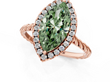 Rose gold Fancy Green Marquise  Halo Twisted Band Four-Prong Diamond Ring_38