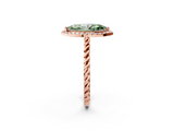 Rose gold Fancy Green Marquise  Halo Twisted Band Four-Prong Diamond Ring_39