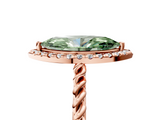 Rose gold Fancy Green Marquise  Halo Twisted Band Four-Prong Diamond Ring_42
