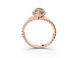 Rose gold Fancy Green Marquise  Halo Twisted Band Four-Prong Ring_66