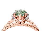Rose gold Fancy Green Marquise  Halo Twisted Band Four-Prong Ring_67