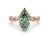 Rose gold Fancy Green Marquise  Milgrain Bezel Diamond Engagement Ring with Solitaire Prong Setting_159