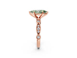 Rose gold Fancy Green Marquise  Milgrain Bezel Diamond Engagement Ring with Solitaire Prong Setting_161