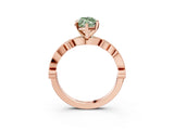 Rose gold Fancy Green Marquise  Milgrain Bezel Diamond Engagement Ring with Solitaire Prong Setting_162