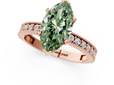 Rose gold Fancy Green Marquise  Milgrain Pave Diamond Engagement Ring with Four-Prong Setting_156