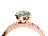 Rose gold Fancy Green Marquise  Milgrain Pave Diamond Engagement Ring with Four-Prong Setting_159