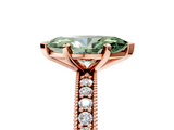 Rose gold Fancy Green Marquise  Milgrain Pave Diamond Engagement Ring with Four-Prong Setting_160