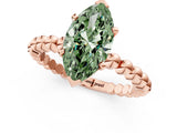 Rose gold Fancy Green Marquise  Solitaire Beaded Band Prong Setting Ring 1