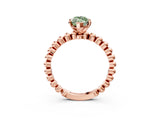 Rose gold Fancy Green Marquise  Solitaire Beaded Band Prong Setting Ring 3