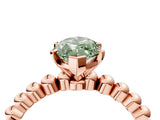 Rose gold Fancy Green Marquise  Solitaire Beaded Band Prong Setting Ring 4