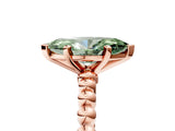 Rose gold Fancy Green Marquise  Solitaire Beaded Band Prong Setting Ring 5