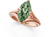 Rose gold Fancy Green Marquise  Solitaire Beaded Band Six-Prong Setting_1