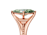 Rose gold Fancy Green Marquise  Solitaire Beaded Band Six-Prong Setting_5