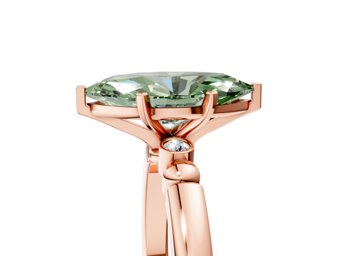 Rose gold Fancy Green Marquise  Solitaire Beaded Band with Four-Prong Setting_29