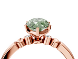Rose gold Fancy Green Marquise  Solitaire Beaded Band with Four-Prong Setting_68