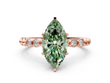 Rose gold Fancy Green Marquise  Solitaire Bezel Accent Diamond Engagement Ring with Beaded Band and Four-Prong Setting_24