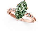 Rose gold Fancy Green Marquise  Solitaire Bezel Accent Diamond Engagement Ring with Beaded Band and Four-Prong Setting_25