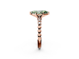 Rose gold Fancy Green Marquise  Solitaire Bezel Accent Diamond Engagement Ring with Beaded Band and Four-Prong Setting_26